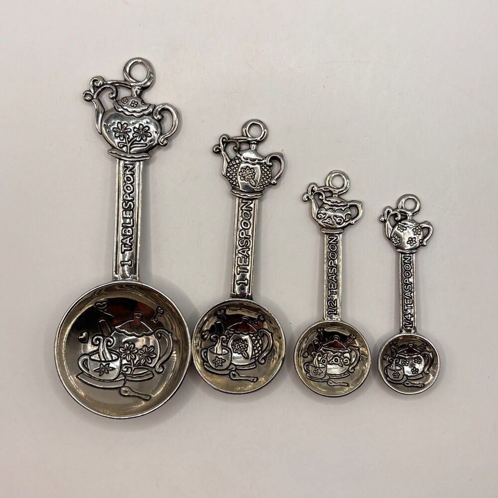 Ganz Teapot 4 Piece Measuring Spoons Set - Teapot Theme